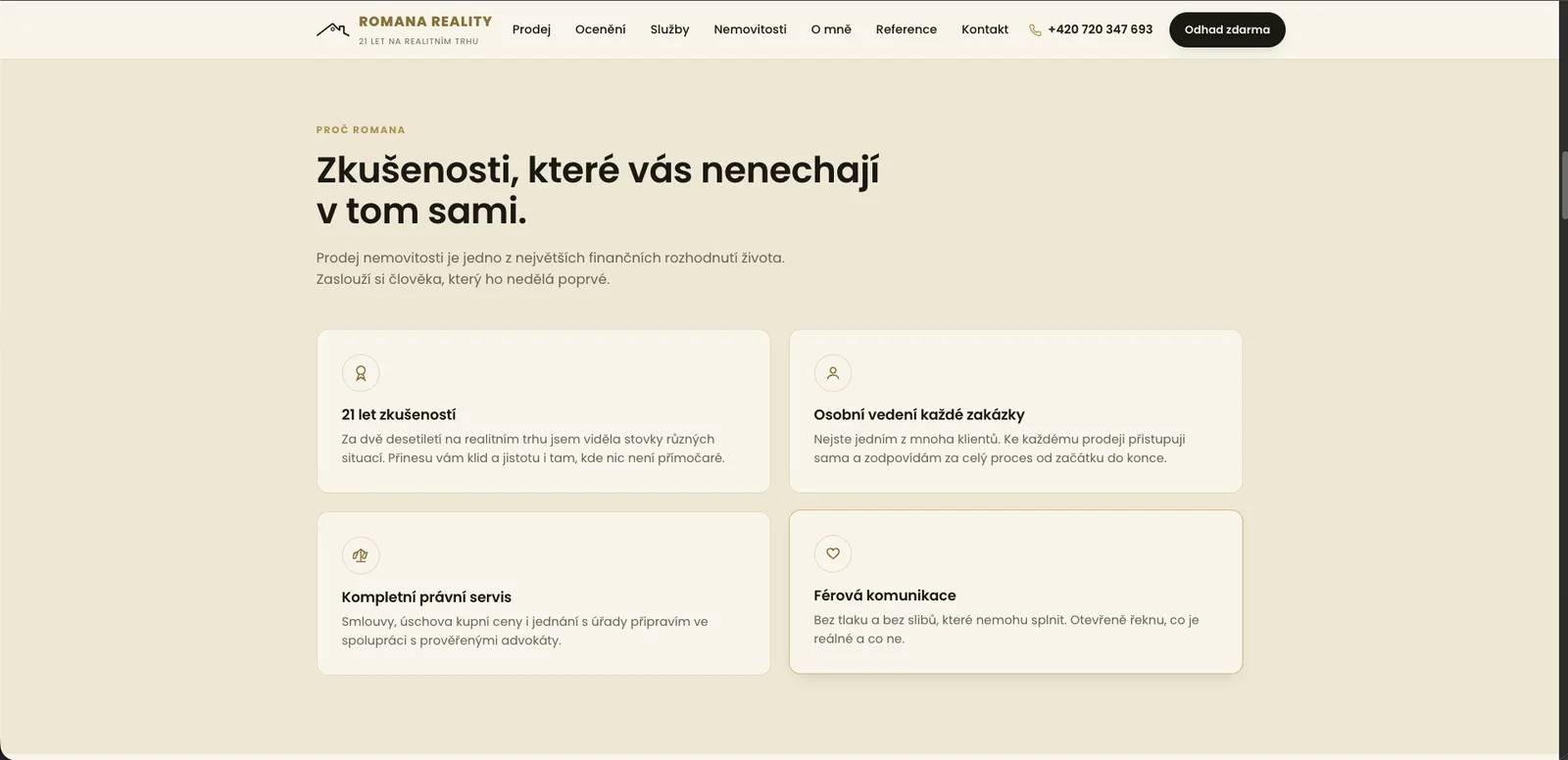 Sekce Proč Romana se čtyřmi pilíři důvěry
